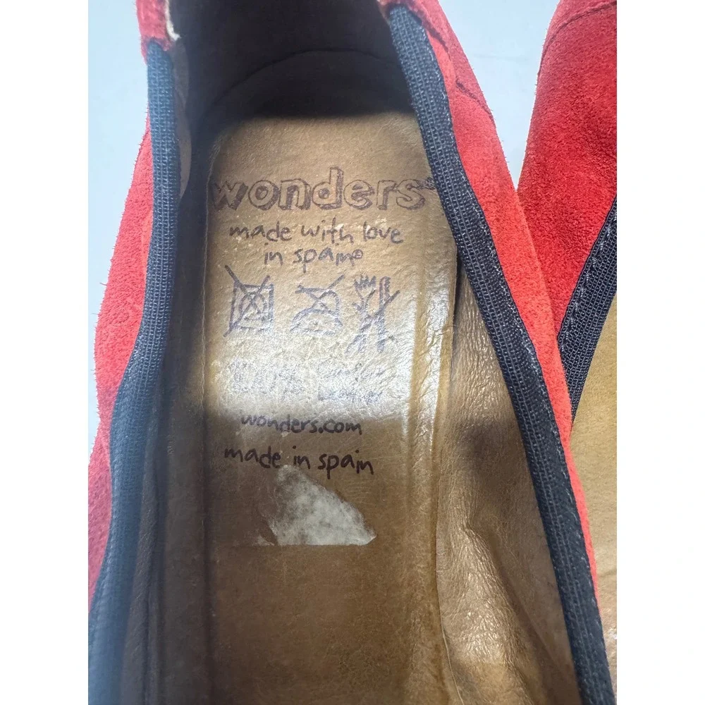 Wonders‎ Red Suede Wedge Pumps Leather Made in Spain EU 38 L-8061 7.5
